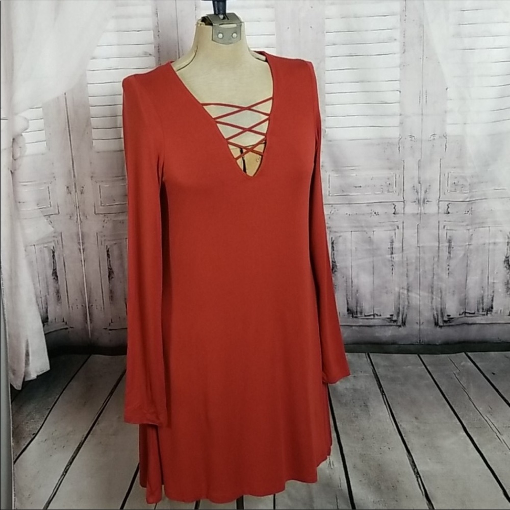 Express long sleeve swing dress